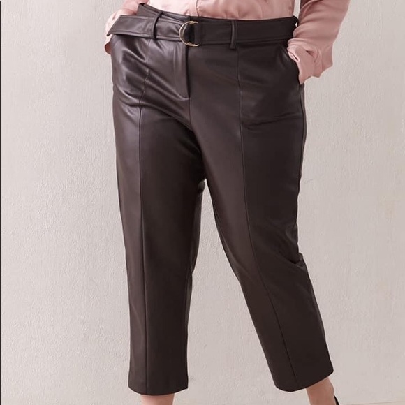 additionelle Pants - Additionelle Cropped Pleather Pants